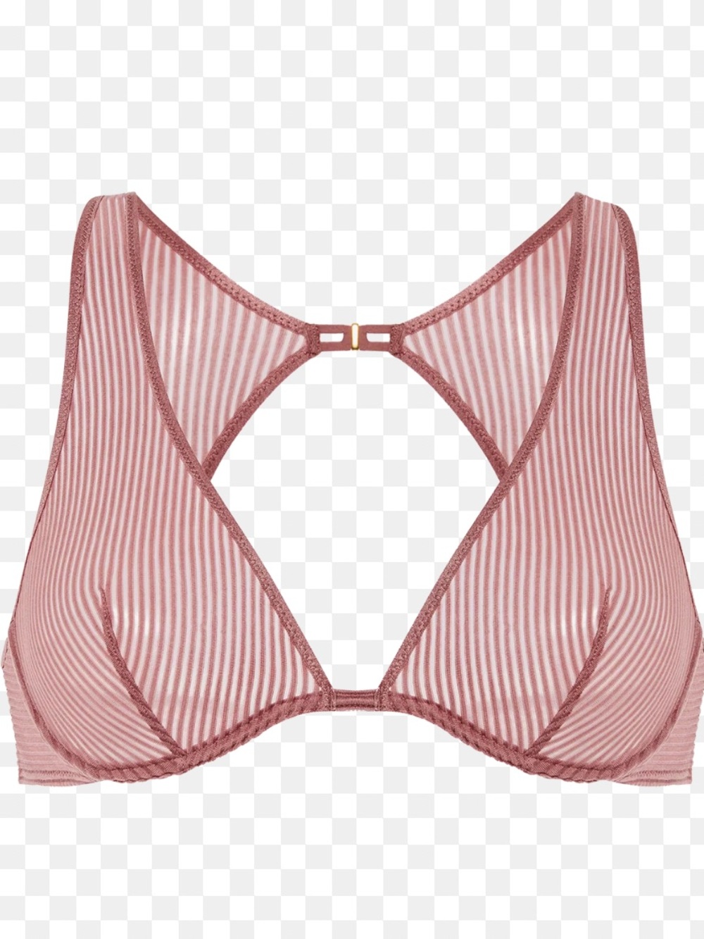 Simone Perele NEW Angele Underwire Triangle- Mulberry 32D NWOT pinstripe Sheer